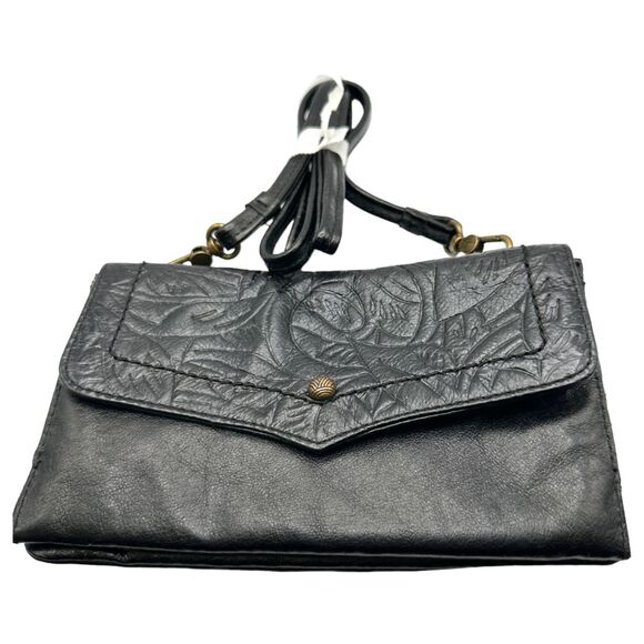 The Sak Black Etched Leather Mini Crossbody Purse Black NEW without Tags - Picture 3 of 5